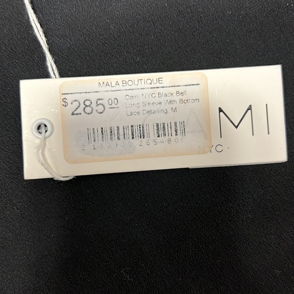 NWT Cami NYC black bell long sleeve with lace detail silk blouse size M - Picture 4 of 5